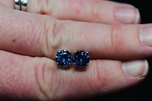 lot 51 image: 14k White Gold PASSION BLUE TOPAZ Earrings