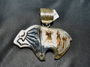 lot 60 image: 12k Gold Filled Sterling Silver Fetish Bear Pendant by Alonzo Mariano