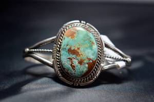 lot 66 image: Navajo Handmade Royston Turquoise Cuff Bracelet by Dave Skeets