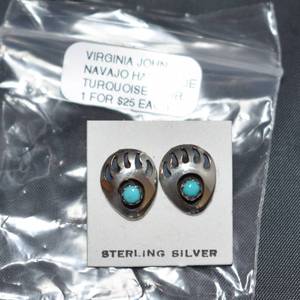 lot 40 image: Bear Claw Stud Earrings by Navajo Artist Virginia Hale