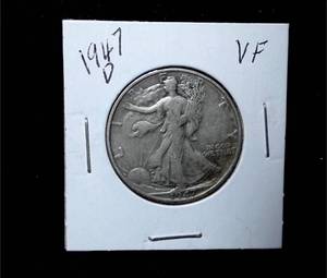 lot 195 image: 1947-D Walking Liberty Half Dollar
