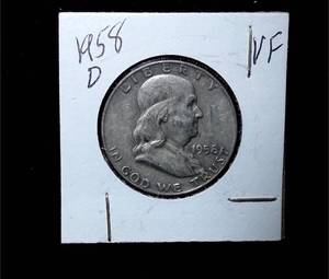 lot 202 image: 1958-D Franklin Half Dollar