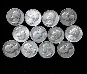 lot 219 image: Lot of 12 Washington Quarters