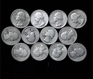 lot 220 image: Lot of 12 Washington Quarters