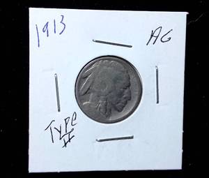 lot 229 image: 1913 Buffalo Nickel, Type 2