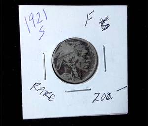 lot 238 image: RARE 1921-S Buffalo Nickel