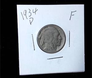 lot 251 image: 1934-D Buffalo Nickel