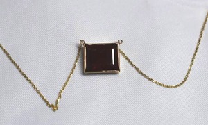 lot 96 image: 4.15ct Garnet  14k Yellow Gold Bezel Set Necklace