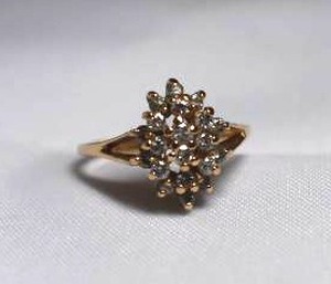 lot 108 image: Vintage 12ct Diamond Cluster Ring in 14k Yellow Gold, by IGC
