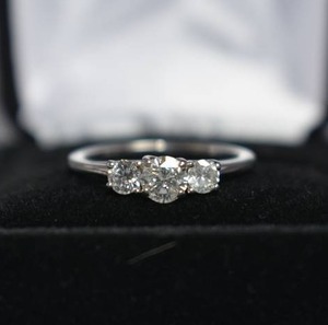 lot 109 image: 14k White Gold 3 Stone Diamond Engagement Ring