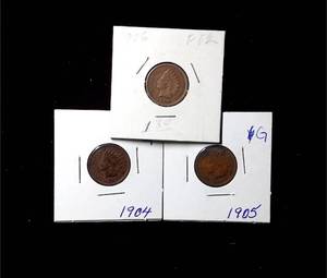lot 279 image: 1904, 1905  1906 Indian Head Pennies