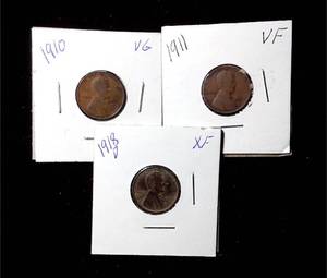 lot 281 image: 1910, 1911  1918-D Wheat Pennies