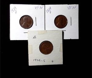 lot 287 image: 1929-D, 1929-D  1929-S Wheat Pennies