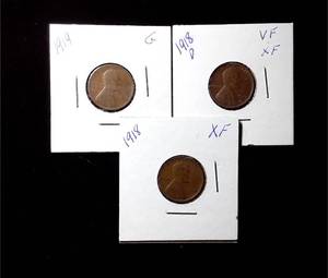 lot 283 image: 1918, 1918-D  1919 Indian Head Pennies