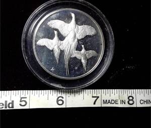 lot 300 image: 1970 Ring Necked Pheasants Silver Proof Medal