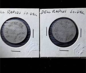 lot 327 image: 2x Dell Rapids, South Dakota 10 cent trade Token