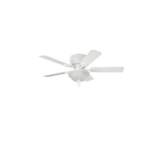 lot 18758 image: Harbor Breeze Mayfield 44-in White Indoor Flush Mount Ceiling Fan with Light Kit - Product Is Brand New - Retail Packaging Maybe Opened Or Damaged