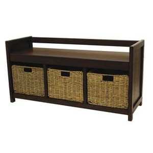 lot 18852 image: Casual Walnut Storage Bench