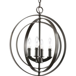 lot 18889 image: Progress Lighting Equinox 4-Light Antique Bronze Chandelier