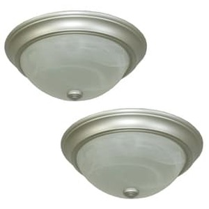 lot 18892 image: Project Source 13-in W Satin Nickel Ceiling Flush Mount Lights 2-Pack