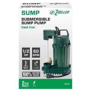 lot 18918 image: Zoeller Submersible Sump Pump 1075-0001 12 Hp 60 Gpm used