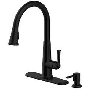 lot 18769 image: allen and roth regan pull down kitchen faucet matte black finish