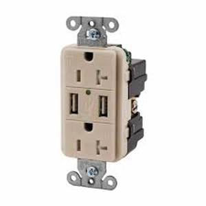 lot 18798 image: Hubbell Lt Almond Tamper Resistant Outlet Wusb Charger 15a Usb15x2la 4 pcs