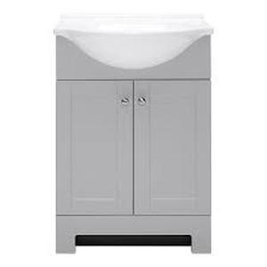 lot 18848 image: style selections vanity with top gray finish culture marble top