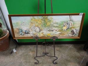 lot 17451 image: Bunny and Squirrel Painting by M. Dorris