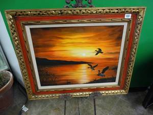 lot 17466 image: Mallards at Sunset Oil by Deane Stuart