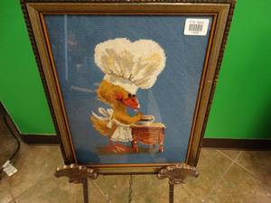 lot 17472 image: Cross Stich of Cooking Duck