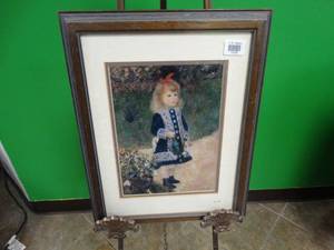 lot 17478 image: Signed Artwork of Girl with Watering Can