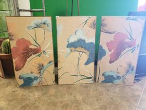 lot 17488 image: 3-Piece Sally Cates Floral Wall Art