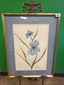 lot 17513 image: Watercolor Blue Flower Art by Sally Cates