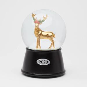 lot 2 image: 5.5 x 3.8 Reindeer Musical Snow Globe Gold - Wondershop