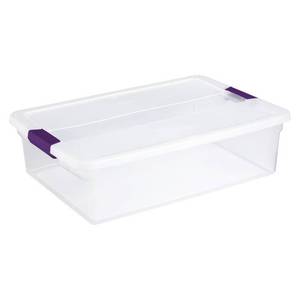 lot 27 image: Sterilite 32qt Clear View Storage Bin with Latch Purple