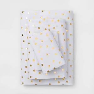 lot 40 image: TwinTwin XL Printed Microfiber Sheet Set Gold Dot - Room Essentials