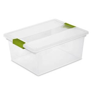 lot 44 image: Sterilite Deep Clip Box Clear with Green Latches