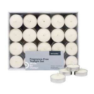 lot 61 image: .31 100pk Unscented Tealight Candle Set Cream - Made By Design
