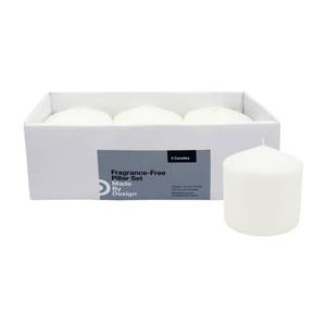 lot 77 image: 3 x 3 3pk Unscented Pillar Candle Set White - Made By Design