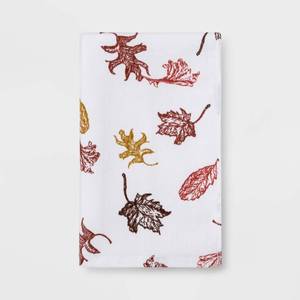 lot 84 image: Flat Woven Swirling Leaves Hand Towel White - Threshold