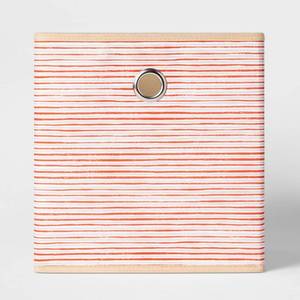 lot 112 image: 11 Fabric Cube Storage Bin Striped Red - Room Essentials