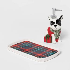 lot 125 image: Dog Soap Pump and Plaid Tray Box Set - Threshold