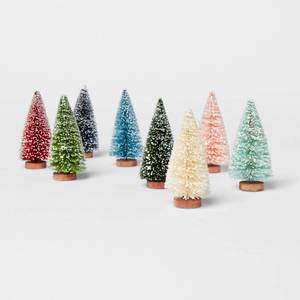 lot 128 image: 4.2 8pk Bottle Brush Tree Set Figurines - Threshold