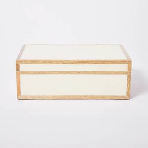 lot 131 image: 10 x 6.5 Decorative Wood Edge Trim Box with Resin Inlay Ivory - Threshold designed with Studio McGee