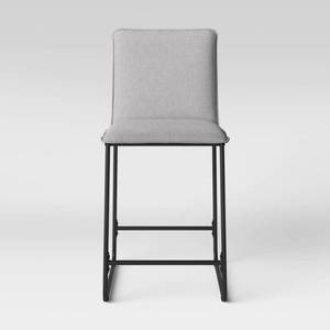 lot 134 image: Upholstered Counter Height Barstool with Metal Frame Gray Fabric - Room Essentials