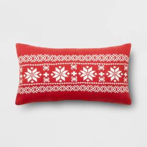 lot 143 image: Holiday Oversized Lumbar Fair Isle Throw Pillow Red - Threshold