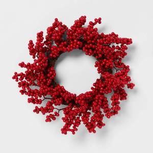 lot 149 image: 12 Artificial Berries Wreath Red - Threshold