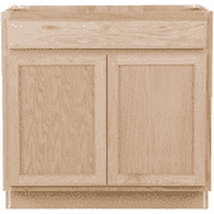 lot 8 image: Project Source 36-in W x 35-in H x 23.75-in D Natural Unfinished Sink Base Stock Cabinet