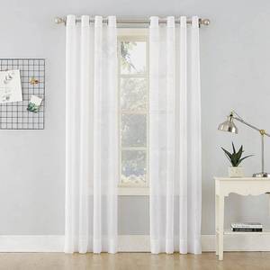 lot 3868 image: Erica Crushed Sheer Voile Grommet Curtain Panel Pair White - No. 918